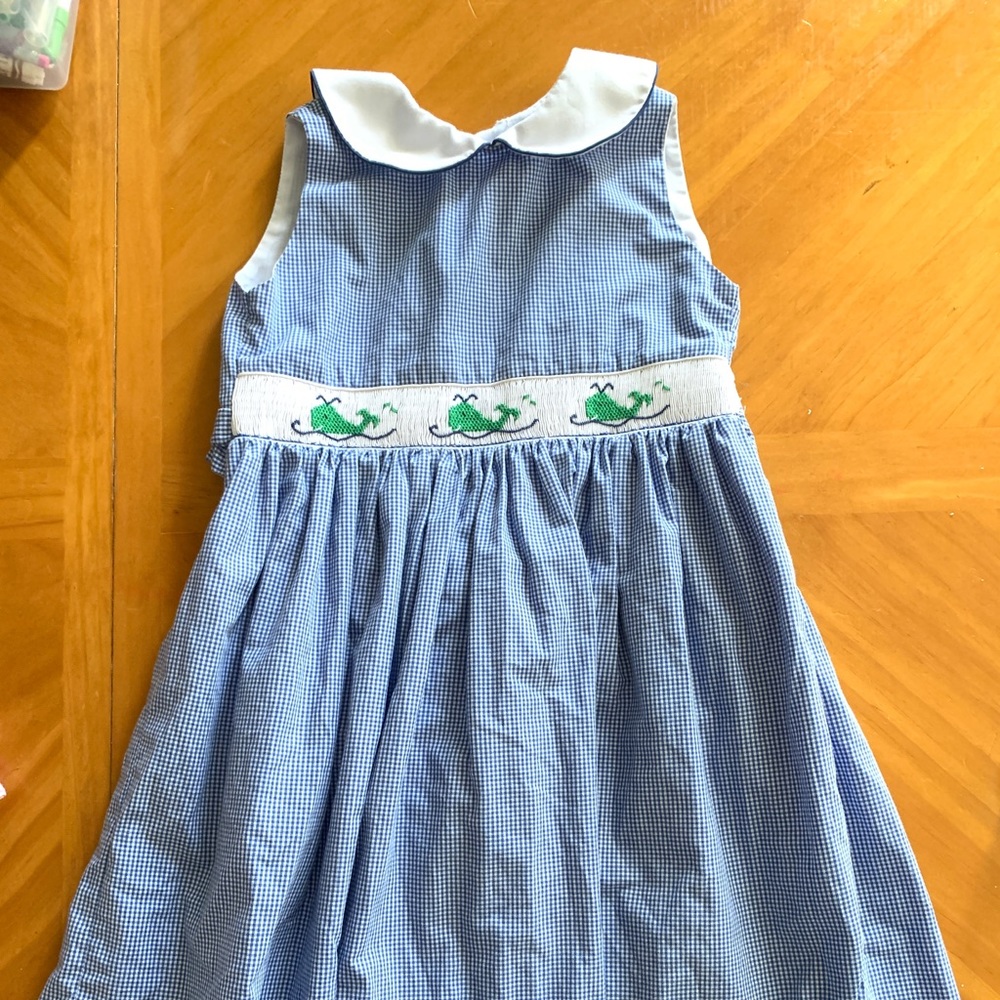 Blue & White Whale Smocked Dress